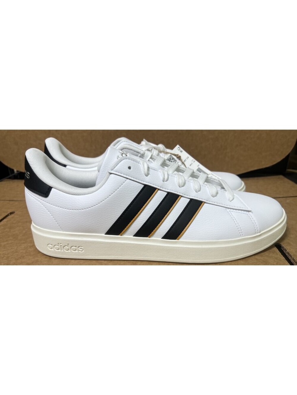 adidas Grand Court 2.0 Men's White Black Low Top Sneakers Tennis JH9305 Sz 12